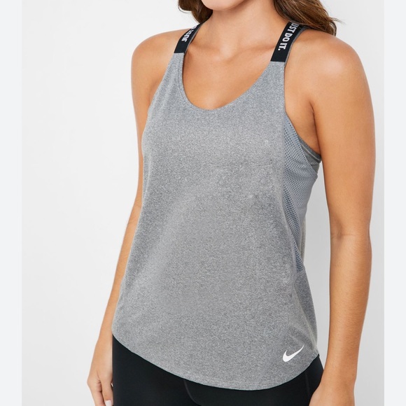 Nike Dri Fit Crisscross Back Just Do It Logo Strap Grey Active Tank Top Size XS - Picture 5 of 11